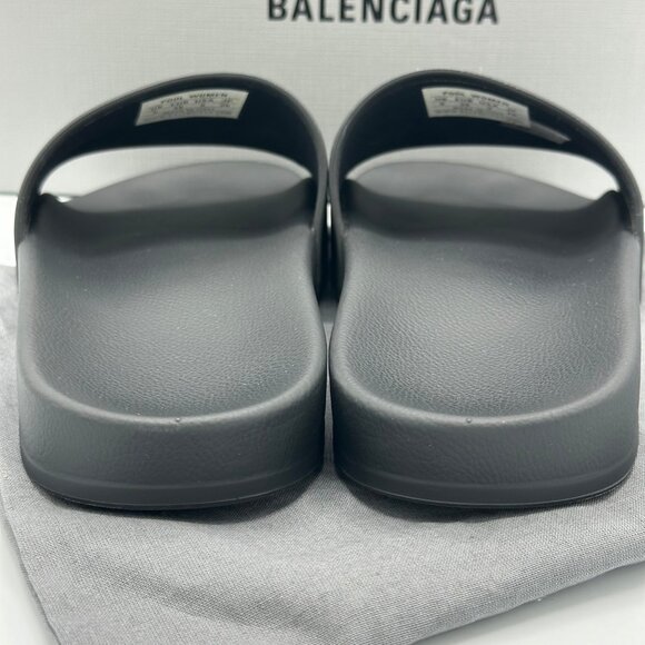 Balenciaga Black Logo Pool Slides Rubber Size 39 - Picture 4 of 8